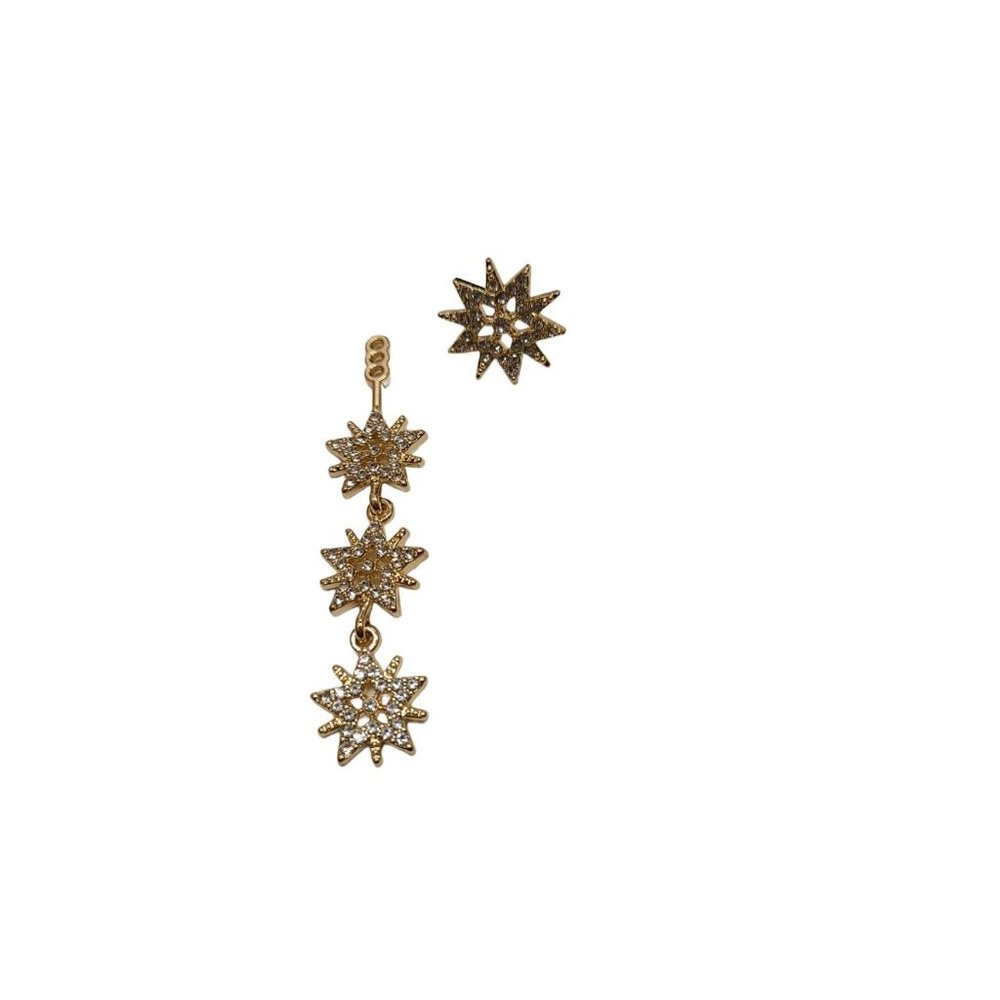 SUGARFIX By Baublebar Gold Starburst Convertible Drop Earrings Glass Sto… - Picture 4 of 5